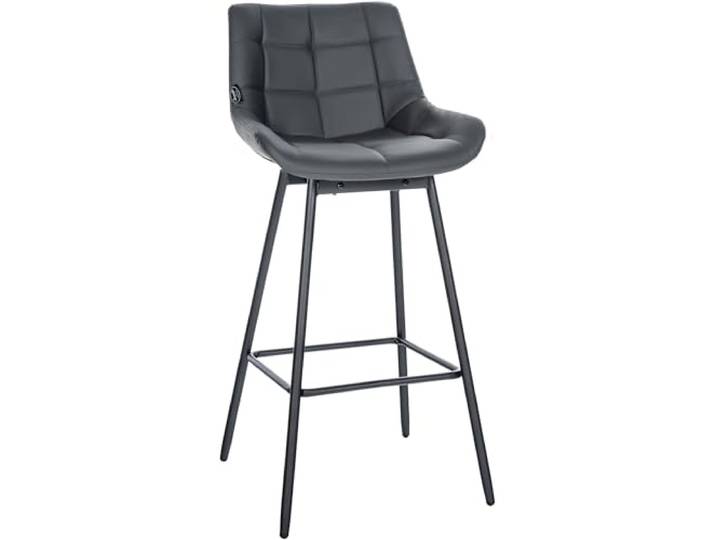 CLP Barhocker mit Lehne Weston, Barstuhl drehbar 180° Schwenkfunktion, Sitz gepolstert, Metallgestell stabil Farbe grau Material Kunstleder