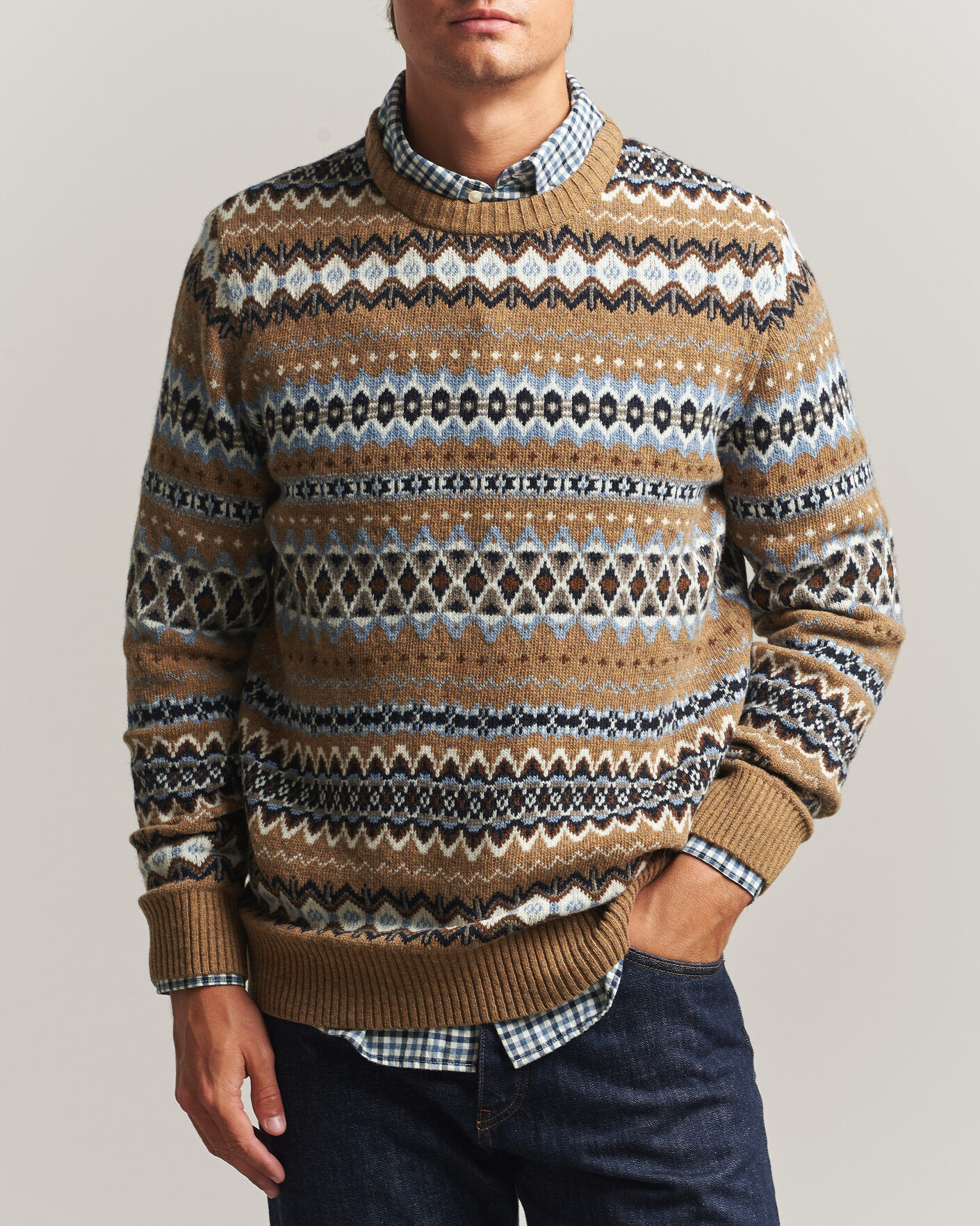 Barbour Lifestyle Case Fairisle Crew Trench men XL Beige