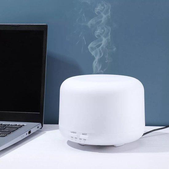 Ultrasone aroma diffuser met timer en lichtfunctie, 500 ml, wit