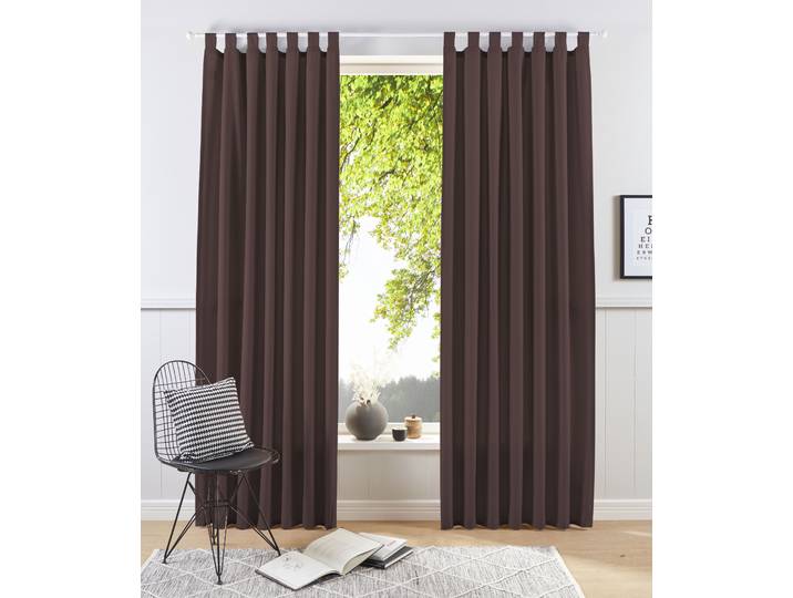 Vorhang GOODPRODUCT Raja mit Schlaufen, 2er Pack, blickdicht, Topseller Gr. 5, braun, B:140cm H:265cm, Polyester, Recyceltes Material, Gardinen, Vorhang, 2er-Set, Bestseller, einfarbig, modern, pflegeleichte Mikrofaser