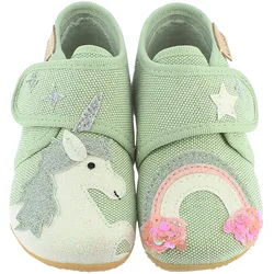 Living Kitzbühel Hausschuhe mit Klettverschluss Einhorn, gruen, 18