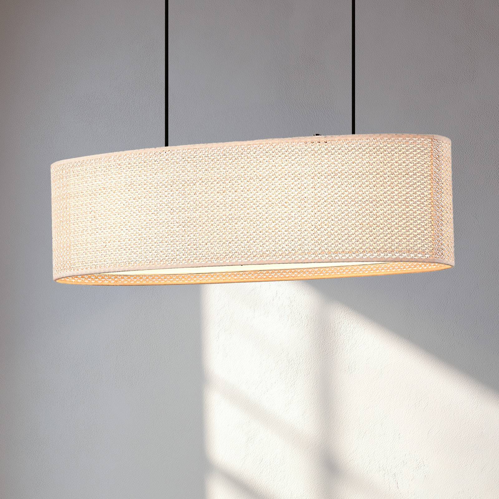 Hängelampe Soula Lindby, dimmbar, creme / amber, für Wohn- / Esszimmer, Kunststoff, Landhaus / Rustikal, Pendelleuchte