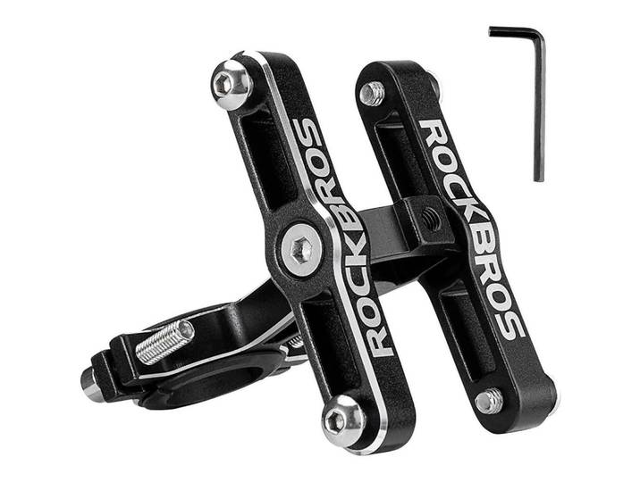 Flaschenhalter Adapter aus Aluminium, einstellbar für zwei Flaschen, Schwarz, Metall, 7.5x8x3 cm, Freizeit & Co, Sport & Fitness, Fahrräder, Fahrradzubehör