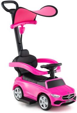 Costway 3-in-1 Ride on Push Car Mercedes-Benz Licensed Sliding Car with Canopy-Pink