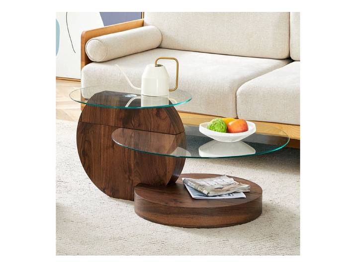 ANYSUN Couchtisch gehärteter Glas-Couchtisch, Wohnzimmertisch Modern (mehrschichtiges Design, Büro Beistelltisch), Beistelltisch Set Loft Design Wohnzimmertisch