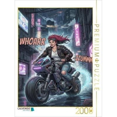 CALVENDO Puzzle Flucht durch den Neonregen | 2000 Teile Lege-Größe 90x67cm Foto-Puzzle für glückliche Stunden