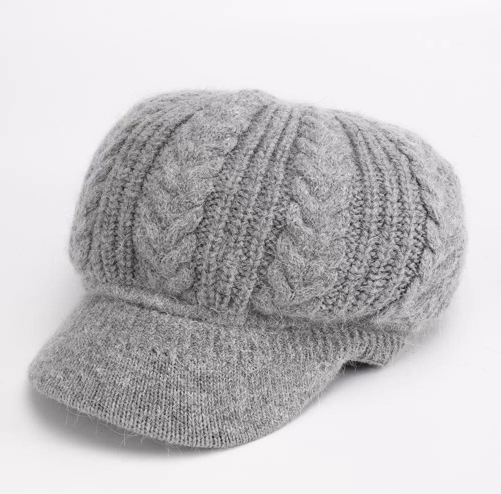 INF Bonnet à bec de canard en tricot torsadé Gris