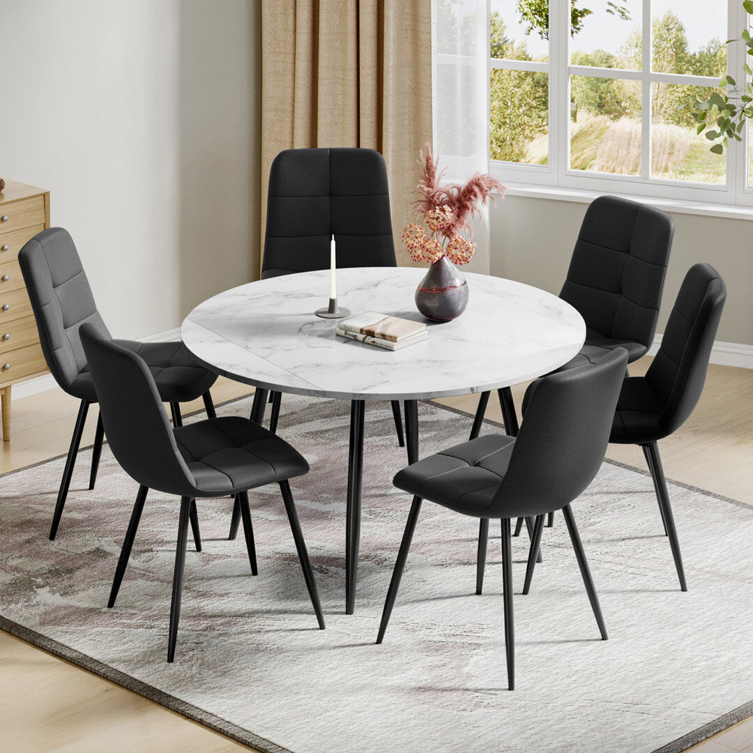 17 Stories 6 -Person Dining Set Black/White 6