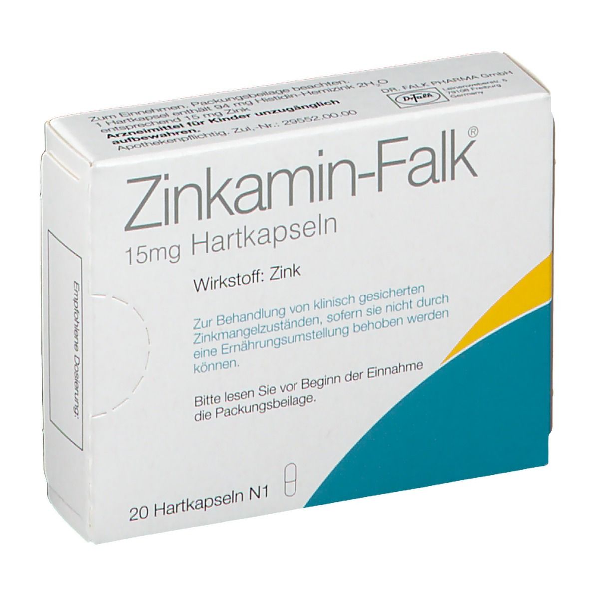 Zinkamin Falk 15 mg Hartkapseln 20 St