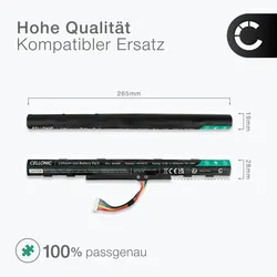 Cellonic Akku für Acer Aspire E5-575G, E5-774G, E5-553G, E5-475G, E5-523G (2200 mAh), Notebook Akku, Schwarz