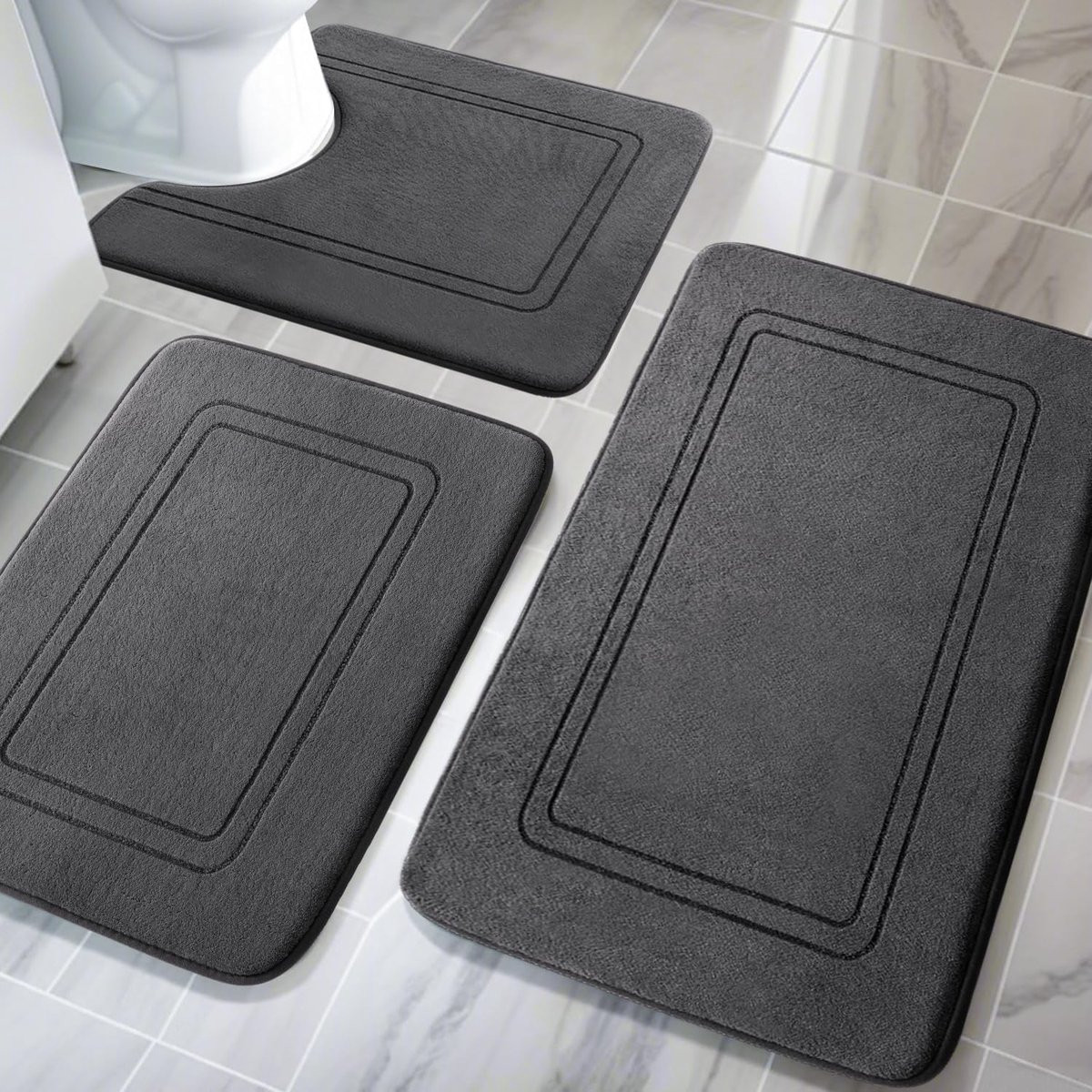 3-delige set zachte badmatten van memory foam met antislip voor de badkamer