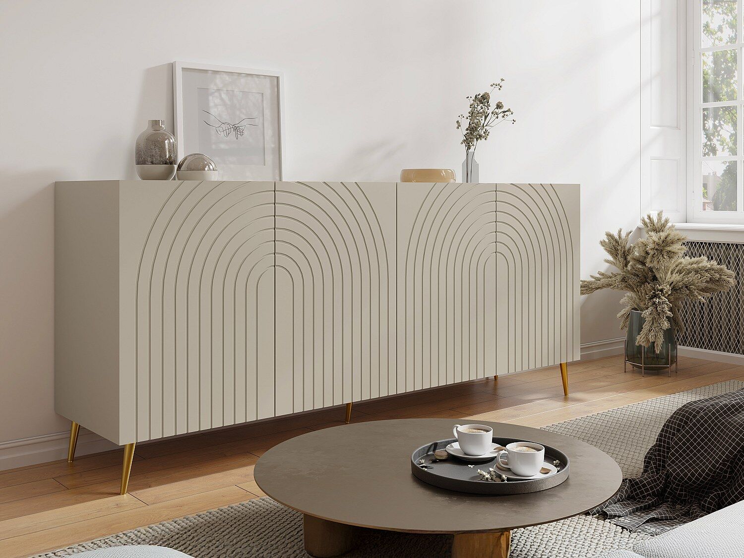 Vente-unique Buffetkast met 4 deurtjes - Beige - NORSIM