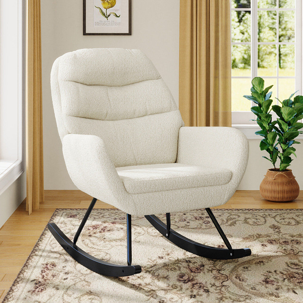 George Oliver Rocking Chair White 95cm H X 49cm W X 88cm D
