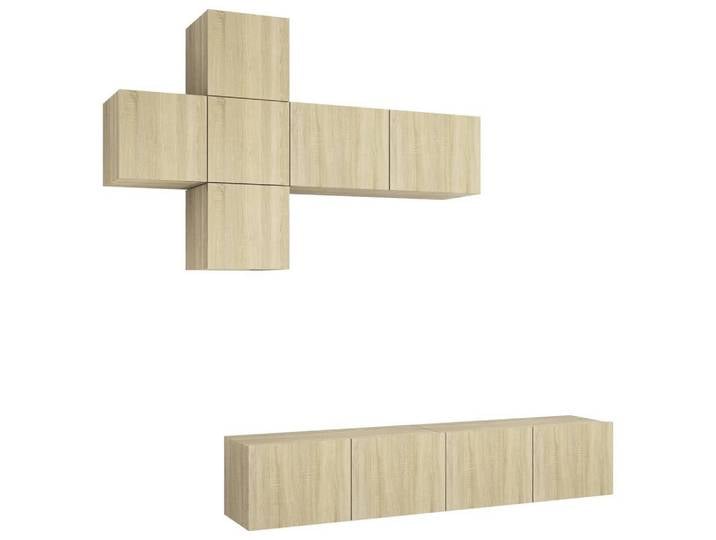 furnicato TV-Schrank 7-tlg. TV-Schrank-Set Sonoma-Eiche Holzwerkstoff (1-St)