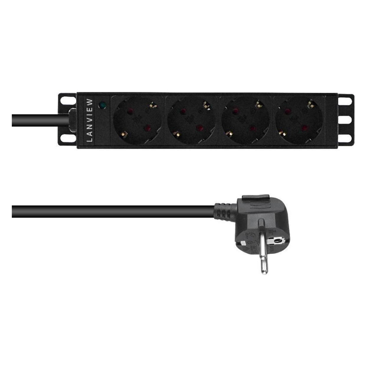 Lanview 10" 4-way Schuko outlets (LVR-2MSCH-LIC-SCH4)