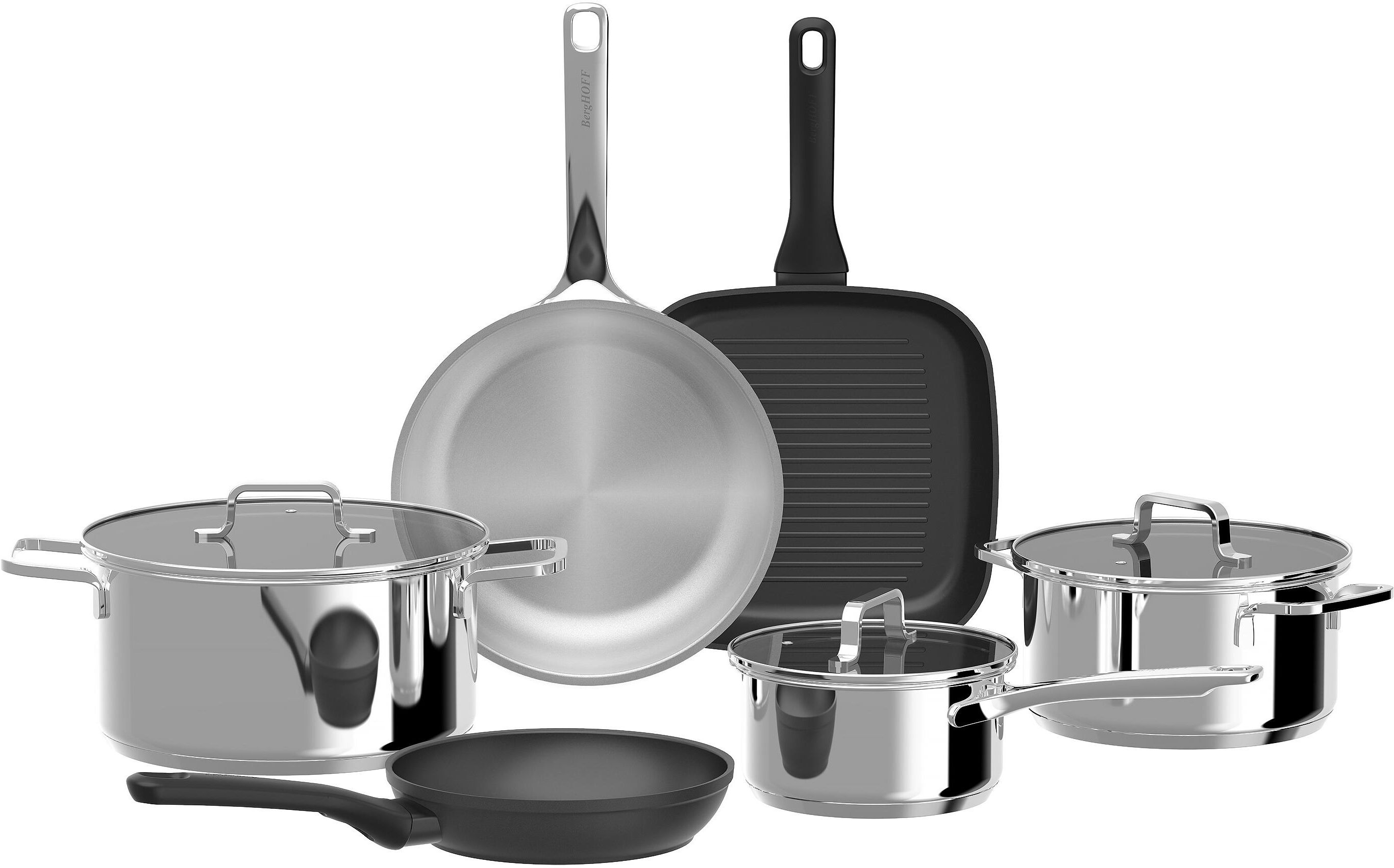 Kochtopf BERGHOFF "HELIX 9-teilig", schwarz, Töpfe, Kochtopf schwarz Einheitsgröße