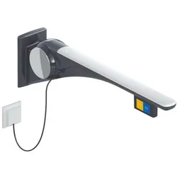 Hewi 802 LifeSystem Stützklappgriff 802.50.43260TB 900, anthrazit hochglanz/weiß matt, Spülauslösung, Funktionstaste, links