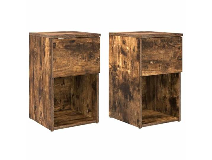 hliofuir Bettschrank 2er Set Geräucherte Eiche 29x31,5x49 cm Kompakte Nachttische aus Holzwerkstoff für Schlafzimmer und Wohnzimmer. Bieten praktischen Stauraum auf kleinem Raum.