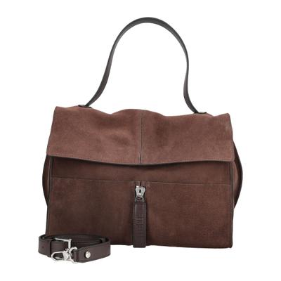 Henkeltasche REBELLE "REBELLE Taschen Veloursleder/Textil", Damen, Gr. onesize, dunkelbraun, Textil, Veloursleder, Taschen