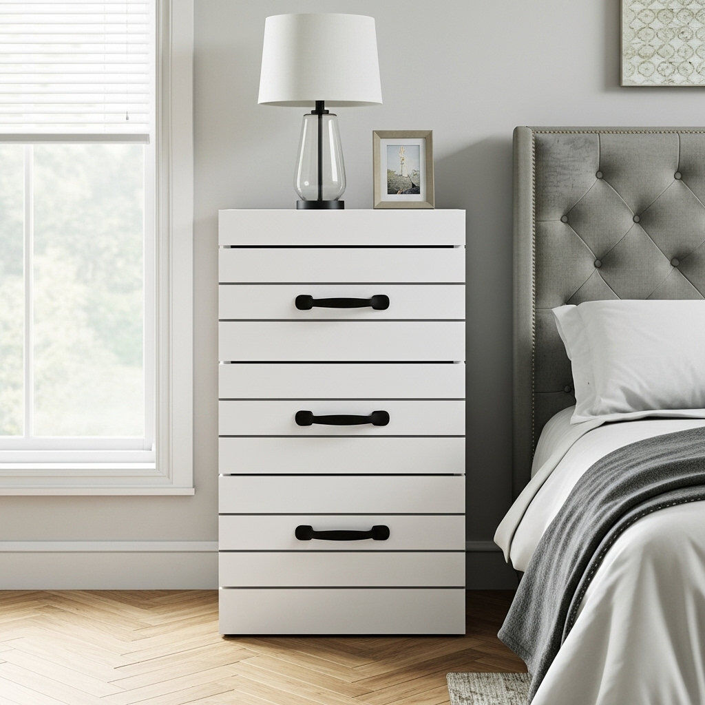 17 Stories Allington 3 Drawer Bedside Table White 59.5cm H X 35.1cm W X 31.2cm D