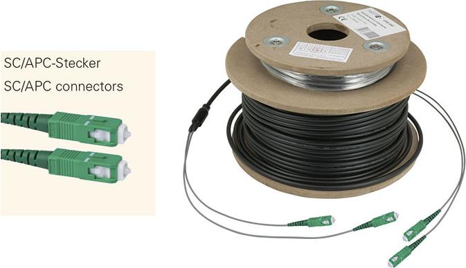 TELEVES Optisches TWIN - Erdkabel 100m mit 4 x Stecker SC/APC OSMD100SCAPC