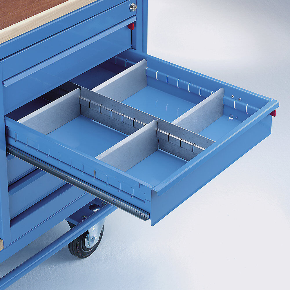 Schubladeneinteilungs-Set, 1 Längs-, 4 Querteiler, für 4 Schubladen eurokraft pro