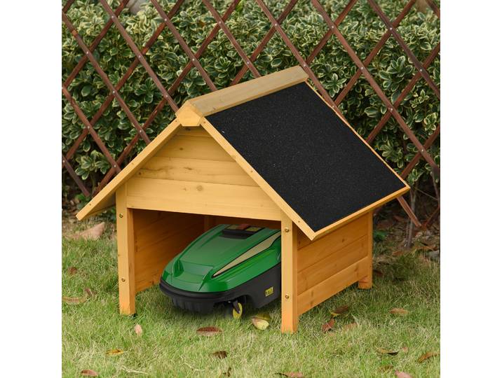 Outsunny Garage Bois Robot Tondeuse 75x76x70cm Protection Pluie