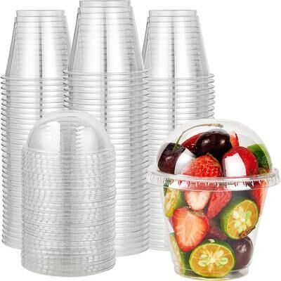 The Handy Homestead Clear Dessert Cups With Dome Lids For Parfaits, Cupcakes And Cold Drinks 50pcs