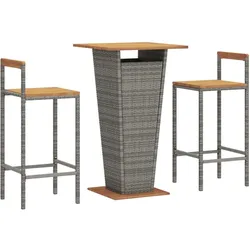 Helloshop26 - Garten-Barset Gartenmöbel Terrassenmöbel 3-tlg. Grau Poly-Rattan / Massivholz Akazie 02_0013475