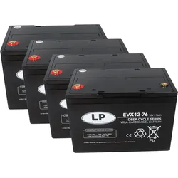 4er Set Landport EVX12-76 T6 12V 76Ah M6 Schraubanschluss AGM