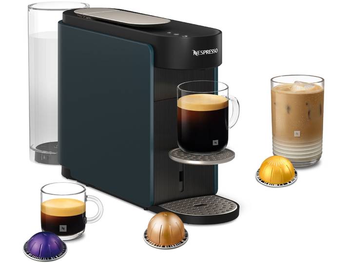 NESPRESSO Kapselmaschine Vertuo Up , schwarz (ozeanblau), 1, Kaffeemaschinen, schlankes Design, Coffee Creations Modus, Auto-Off, 1,4 l Wassertank, Kapselmaschine