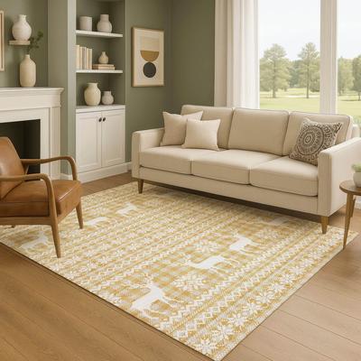 Addison Rugs Premium Washable Super Soft Christmas Reindeer Mayfield Rug