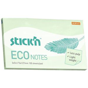 Stickn Haftnotizen ECO Notes, 76 x 127mm, 100 Blatt, grün