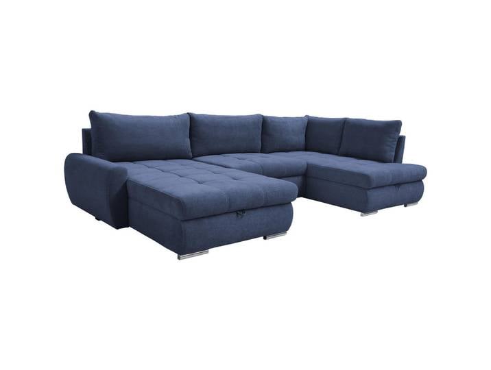 Ecksofa, Dunkelblau, 322x174 cm, Textil, Schlaffunktion & Bettkasten, Modern, Livetastic
