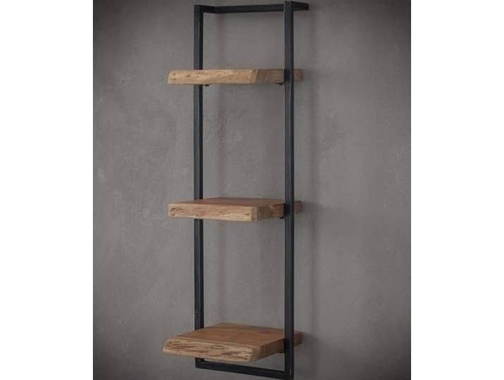 Wandplank Live Edge - Acaciahout met Stalen Frame - 30 x 100 cm