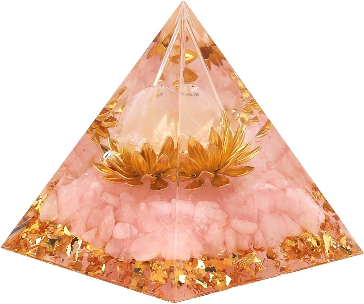 Orgonite Piramide met Rozenkwarts Kristallen voor Spirituele Balans
