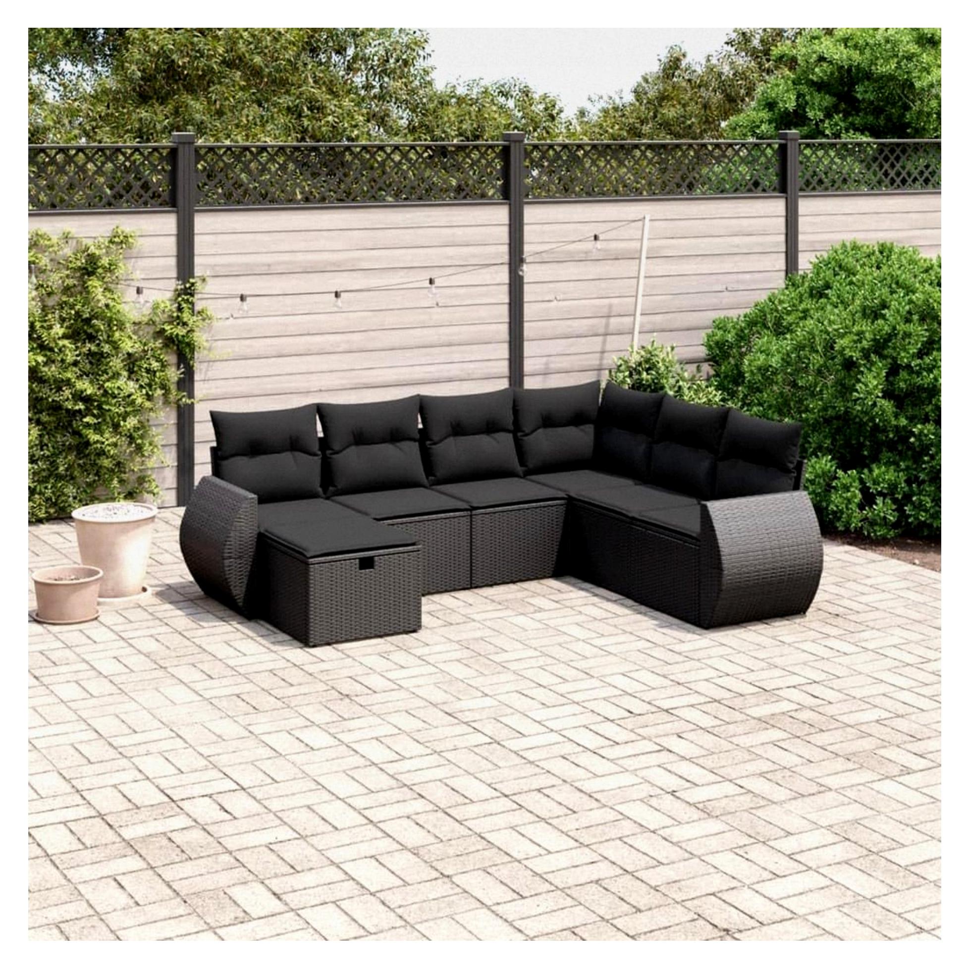 Gartenlounge mit Stauraum, Rattan Sofa, Outdoor Möbel, Ecklounge, Terrassenmöbel, Gartenmöbel, Sitzgarnitur