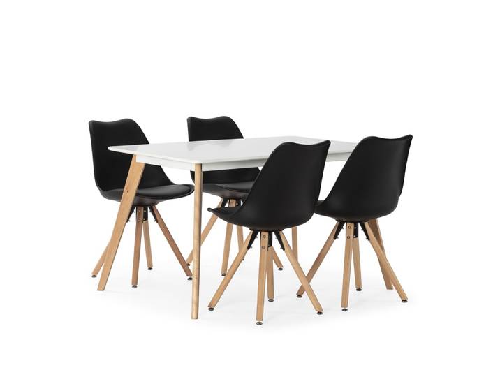 Ensemble table 120x80 cm et 4 chaises de salle à manger noires