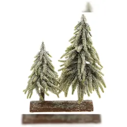 Christmas Decorations Tannenbäume auf Baumstamm Deko 28x28cm Kunststoff beschneit Dekobaum Weihnachten Weihnachtsbaum Weihnachtsdeko & Winterdeko