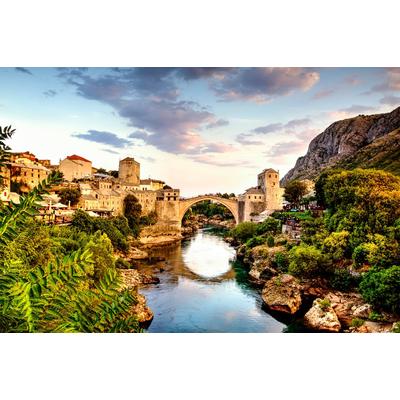 Fototapete PAPERMOON "Mostar Alte Brücke", bunt, B:3,5m L:2,6m, Vlies, Tapeten