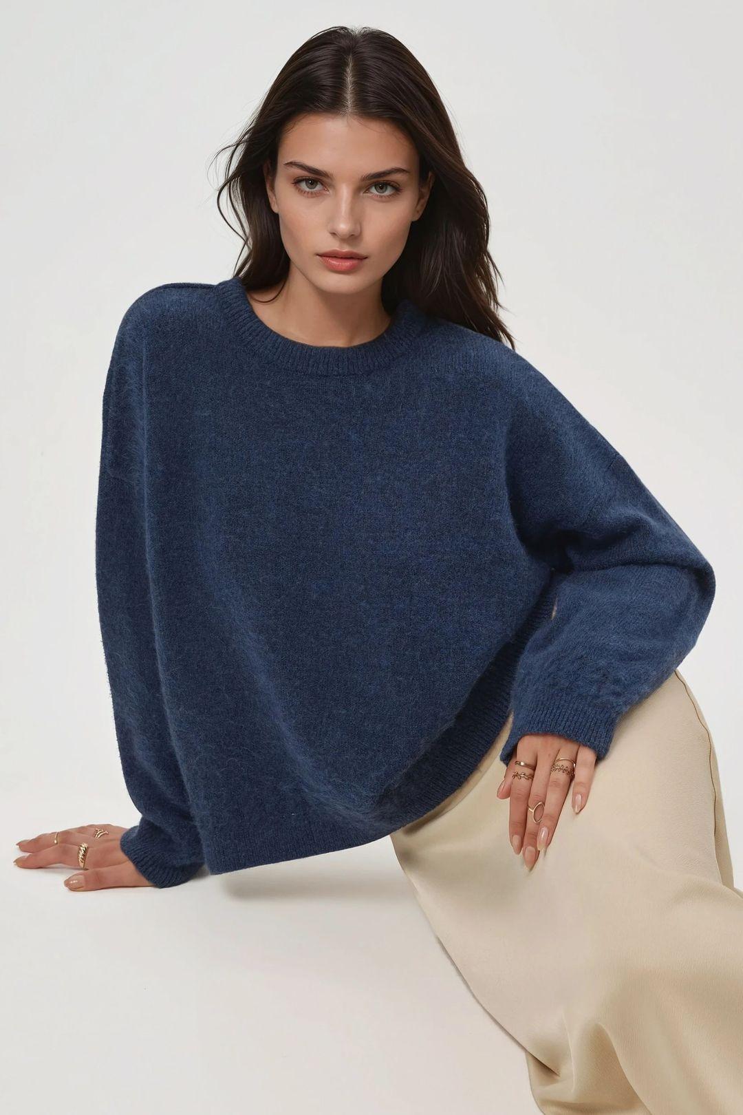 Geflochtener, detailliert strukturierter Rundhals-Pullover