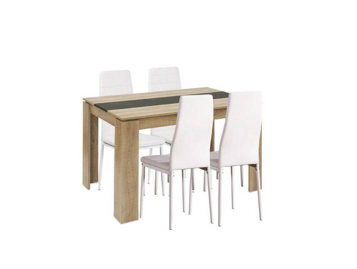 LuxusKollektion Essgruppe Esstisch 4 Stühle Esszimmergruppe 110*70cm Tisch 4 Weiß Stühle