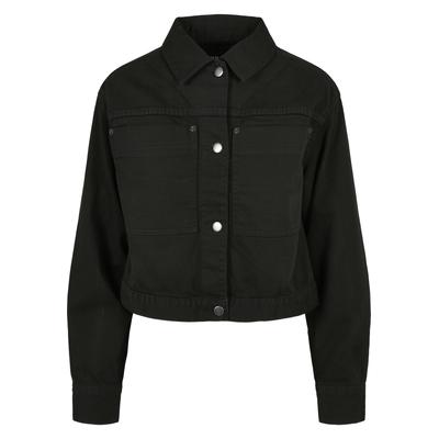 Langmantel URBAN CLASSICS "Urban Classics Damen Ladies Short Boxy Worker Jacket", Damen, Gr. M, schwarz, 100% Baumwolle, Mäntel