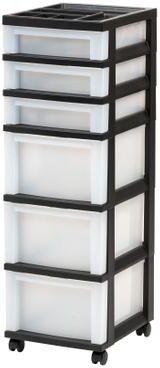 Iris 6-Drawer Storage Cart Black/Pearl