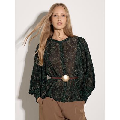 Klassische Bluse APRICOT "Bluse aus Schlangenhaut-Chiffon", Damen, Gr. 10, grün, Blusen Bluse, mit Animal-Muster
