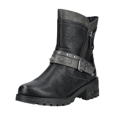 Bikerboots MUSTANG SHOES "Mustang Shoes Stiefelette Lederimitat", Damen, Gr. 37, schwarz, Lederimitat, Schuhe Bikerboots