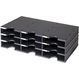 Styro Styro Sortierstation 268-0303  doc Trio, A4, 9 Fächer, 3 Etagen, Kunststoff, schwarz
