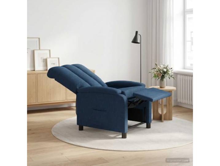 Relaxsessel Blau Stoff Verstellbar 115°-160° Metall- und Holzwerkstoffrahmen,Schaumstoff-Füllung,feuchtes Tuch zur Pflege,Wohnzimmer,Home Office