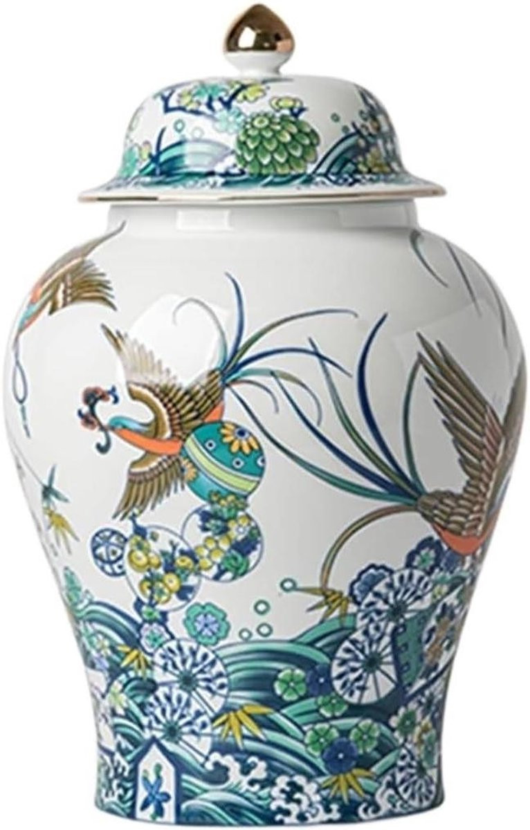 Handgeschilderde keramische gemberpot vaas voor decoratie - 22,5 cm hoog