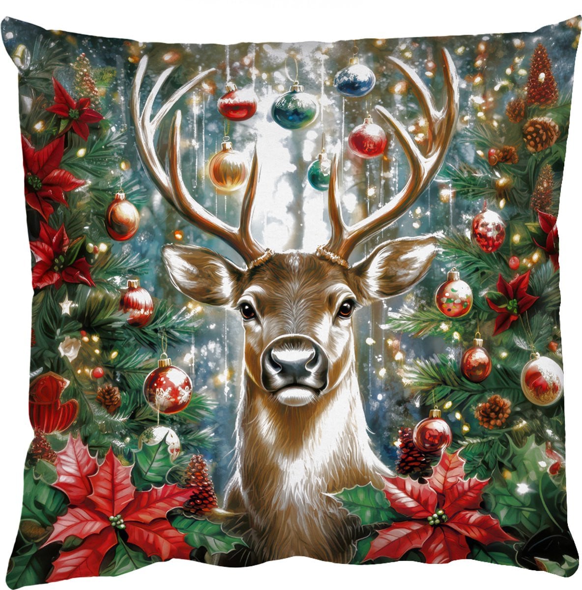 PillowMonkey Sierenkussen Dennenbos Rood - 50 x 50 cm